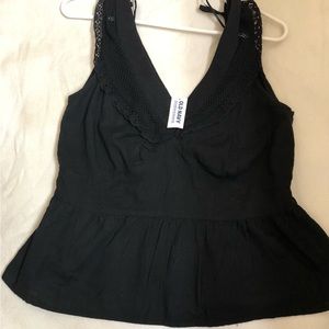 Beautiful top. Color black , V neck with a decorative lace. Old Navy black top.